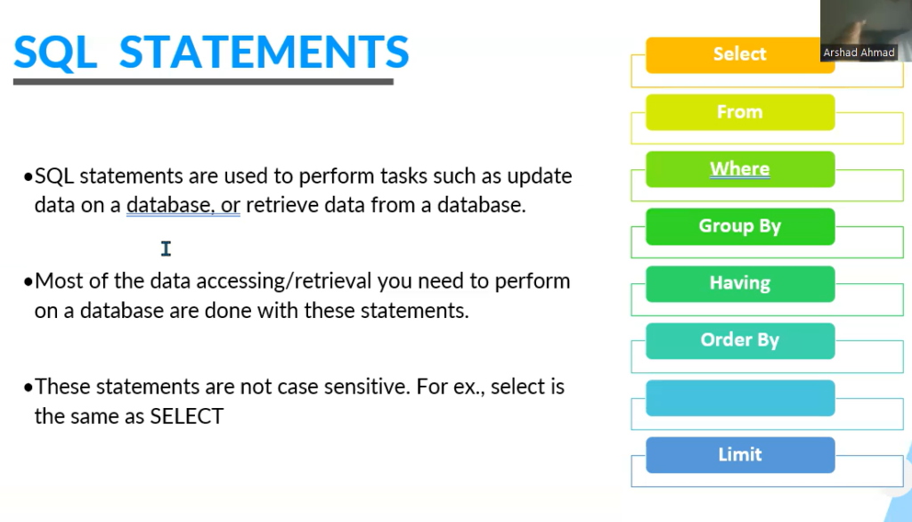 write the basic structure of sql queries